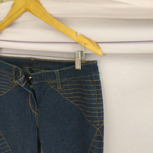 Vintage 90s Spider Web Dark academia Flared Jeans w10 +MEASUREMENT - Picture 5 of 8